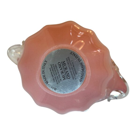 Murano Handcrafted Italian Art Glass Bowl Pink & Clear 12" x 8.5" - Picture 2 of 8